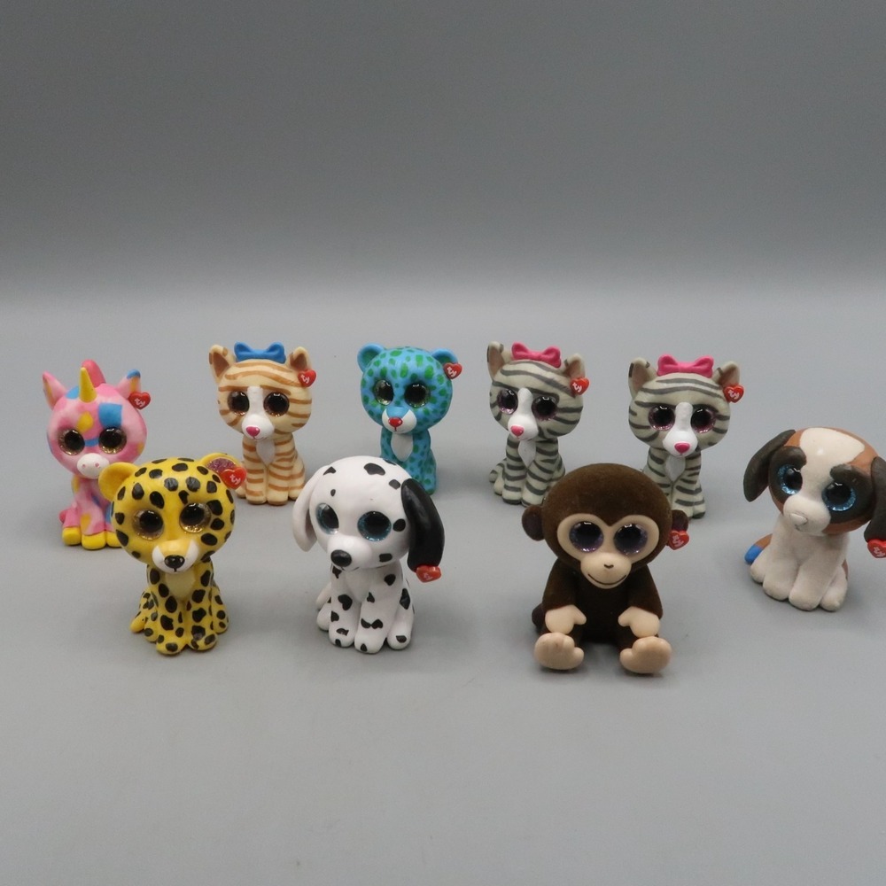 9x TY Mini Boos Bears Animals Cat Dog Monkey Unicorn Collection Lot Figurines
